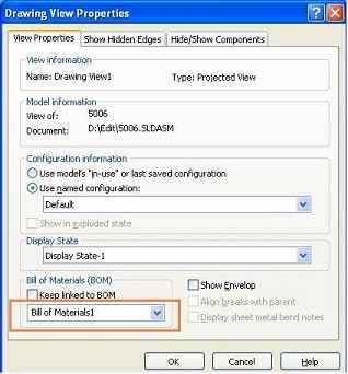 Drawing view properties