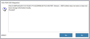 Infor PLM CAD Integration Warning