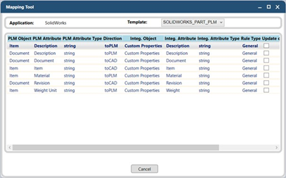 Mapping Tool dialog box