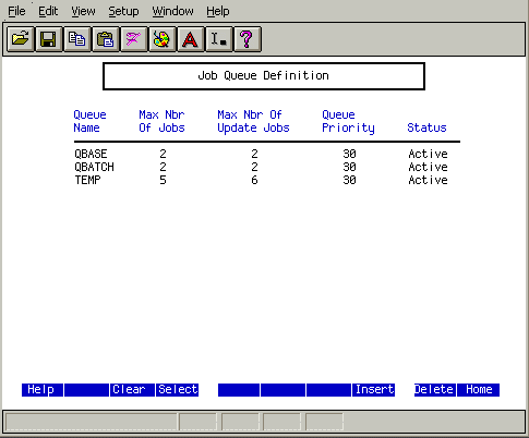 Form clip: Job Queue Definition form