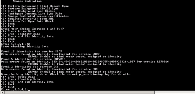 Error message that displays on screen when an Identity does is not attached to an Actor record (ssoconfig)