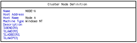 Form clip: Cluster Node Definition form