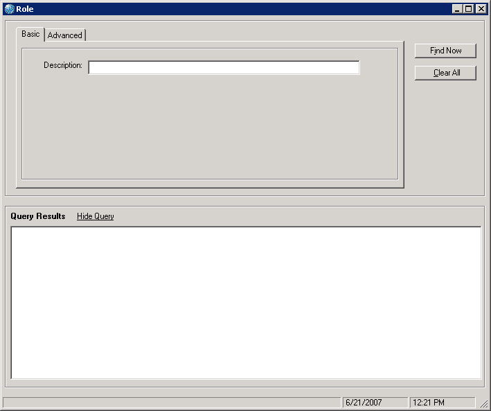Form clip: Basic query screen
