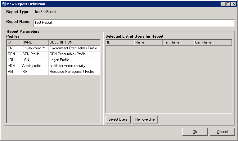 Form clip: User Security Report