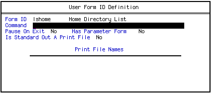 Form clip: The User Form ID Definition form