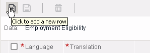 Screen capture: DDL Management, Key=Hrk - Adding a new translation field