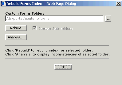 Form clip: Rebuild Form Index dialog box
