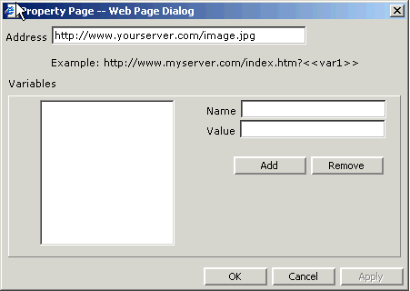 Form clip: URL dialog box showing a direct specification