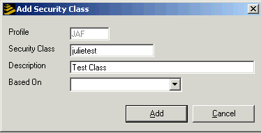 Form clip: Add class dialog box