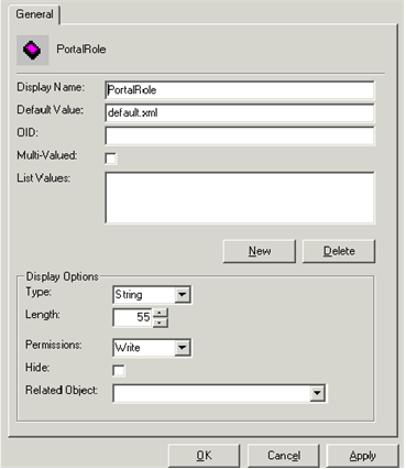 Form clip: The attribute properties dialog box