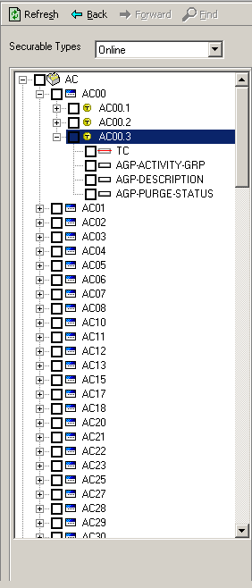 Form clip: Object Selector, showing Online objects for Functional Profiles