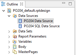 Data Sources in Outline palette