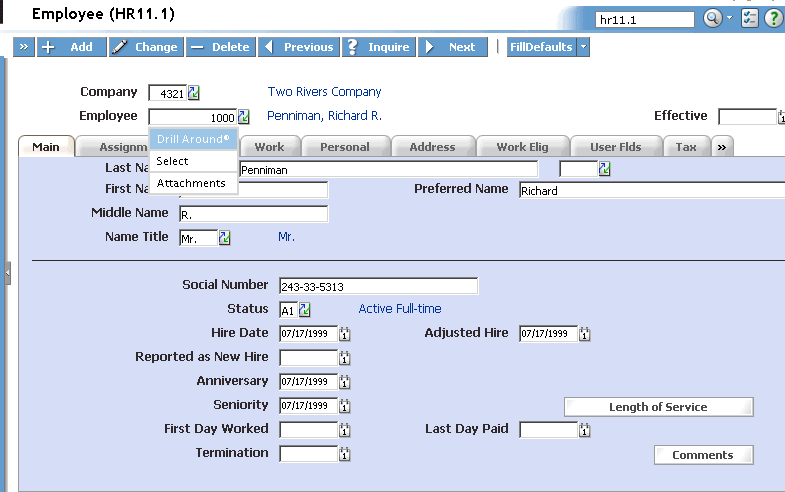 Form clip: HR11.1 record contains attachments