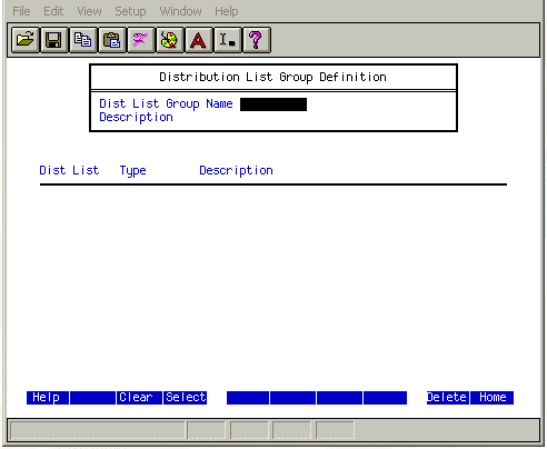 Form clip: The Distribution List Group Definition form