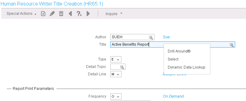 HR65.1 application - Accessing Dynamic Data Lookup