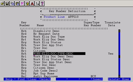 Screen capture: Key Number Definition - Enabling Hrk field