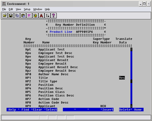 Screen capture: Key Number Definition utility enabling HP1 field