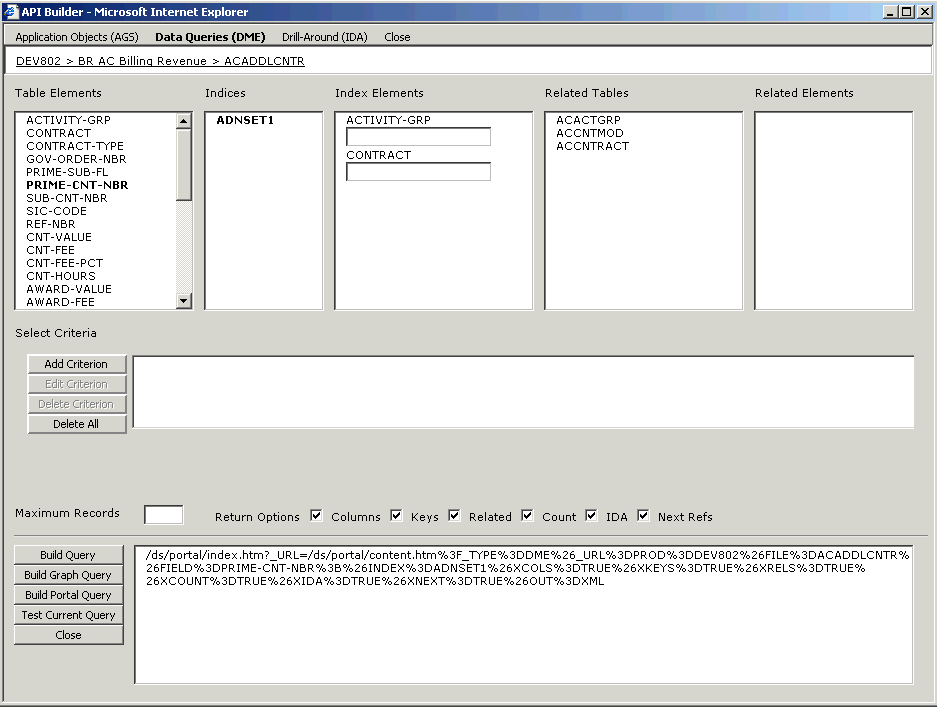 Form clip: API Builder form for selecting data