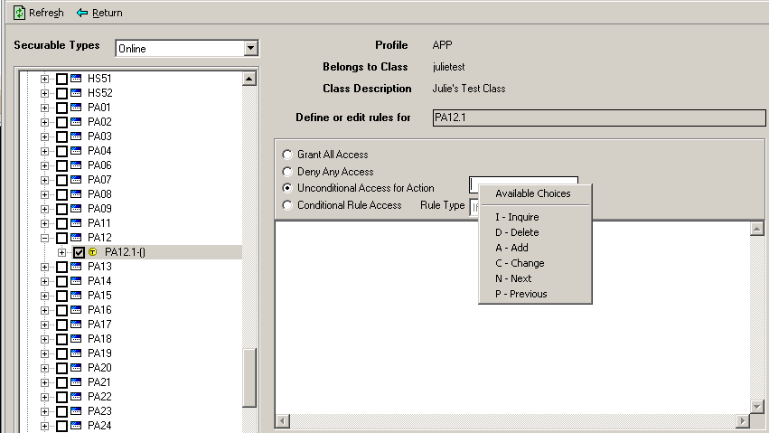 Screen clip: Preventing Page Up and Page Down access (PA12.1)