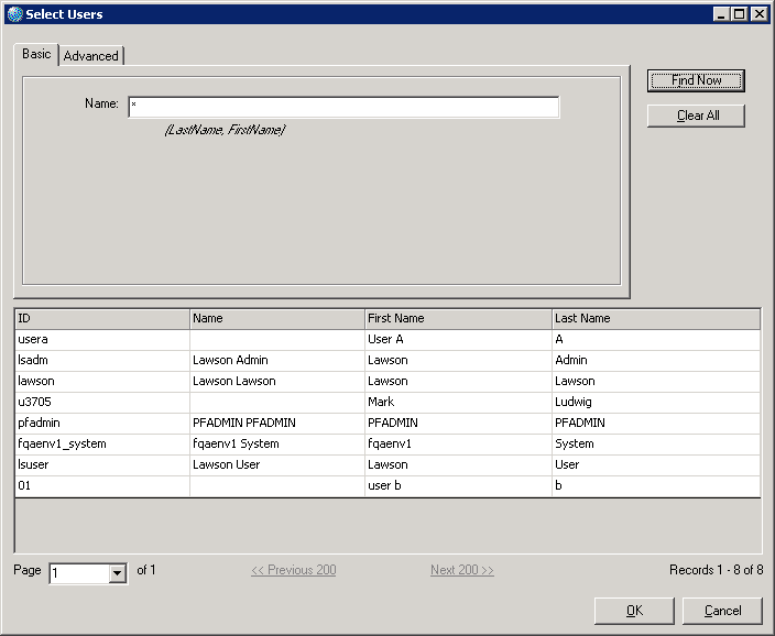 Form clip: Selecting users for reports