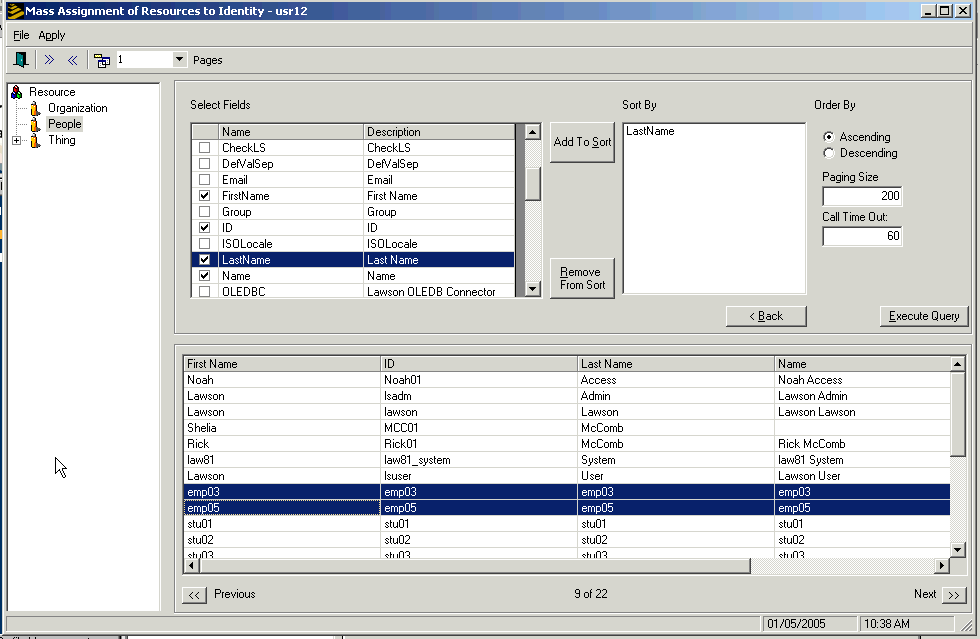 Form clip: Mass Assignment of Resources to Identity dialog box