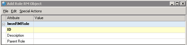 Form clip: Add RoleRM Object dialog box