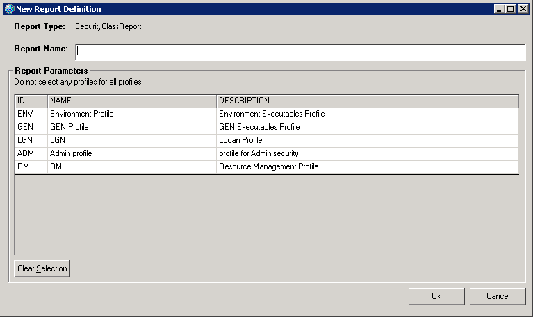 Form clip: Security Class Report