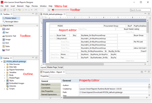 LSR Designer user interface