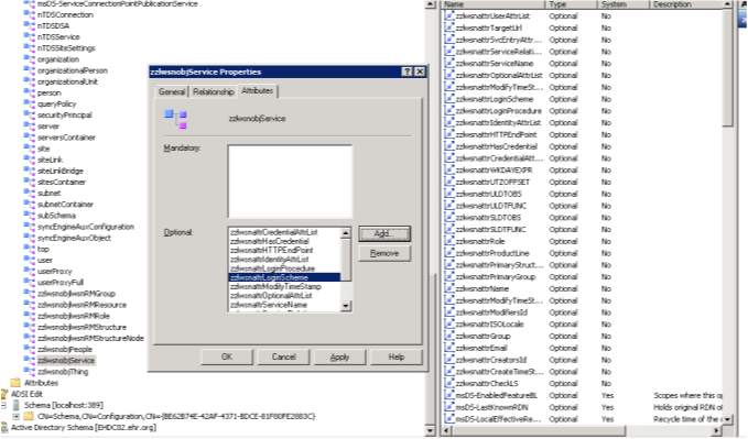 Adding the attribute to optional object classes attributes