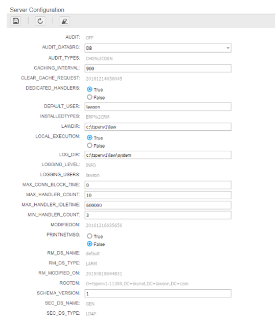 Updating server configuration properties from the dashboard