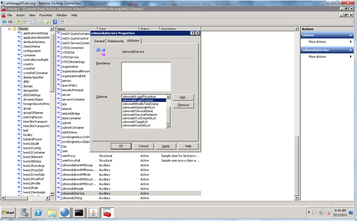 Selecting the Login Scheme attribute for deletion