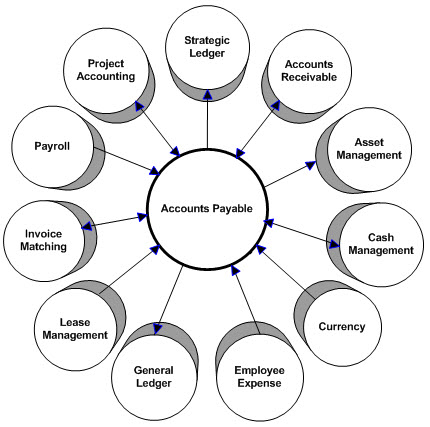 Application interface: How Accounts Payable interfaces with other applications.