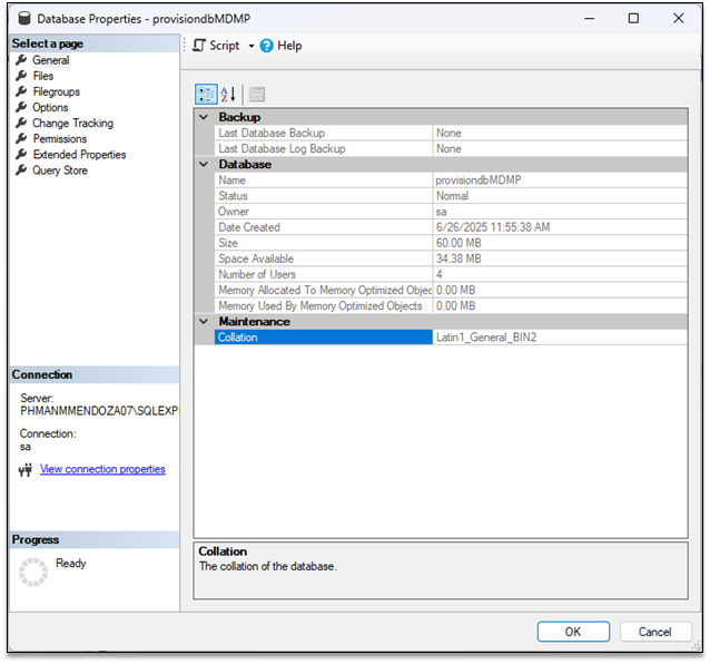 dmp_Provision_database_Collation