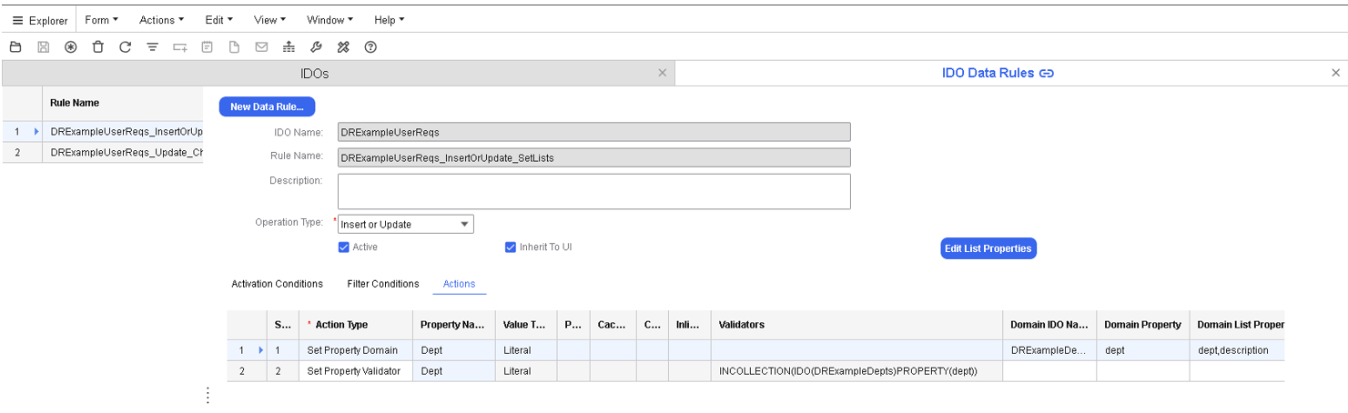 Scenario Example 5 - Actions tab