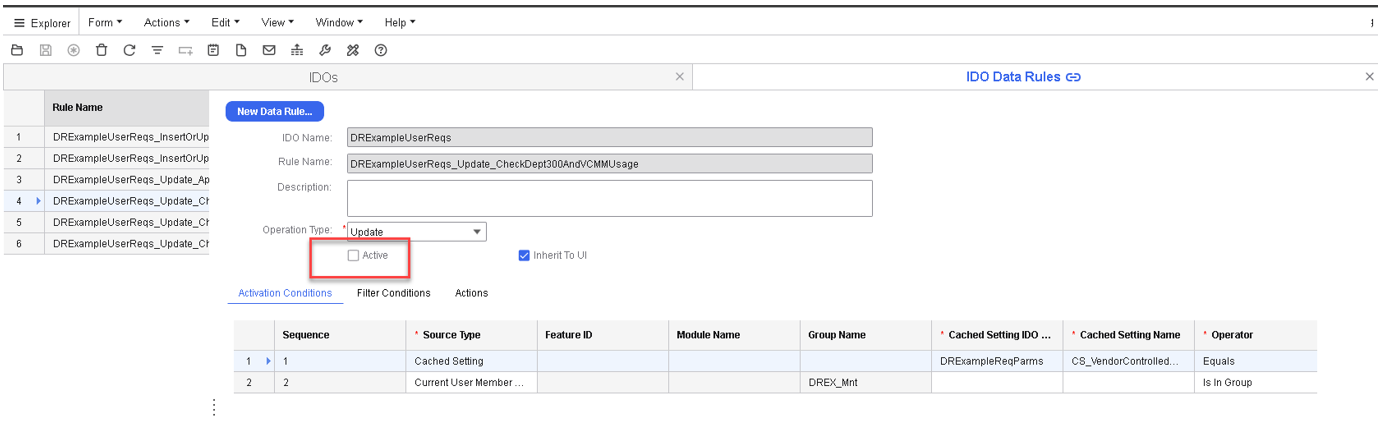Scenario Example 8 - IDO Data Rules form
