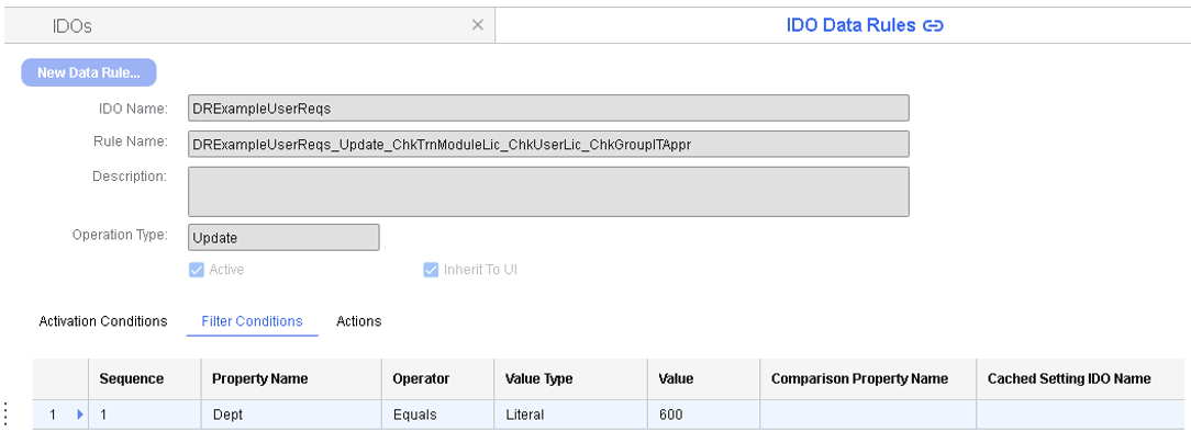 Scenario Example 5 - Filter Conditions tab