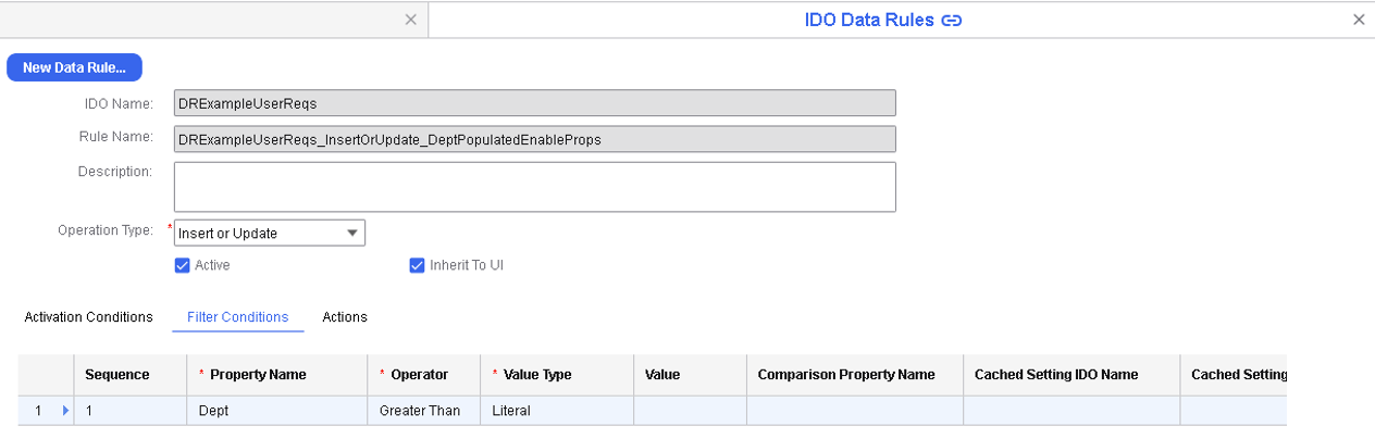 Scenario Example 5 - Filter Conditions tab