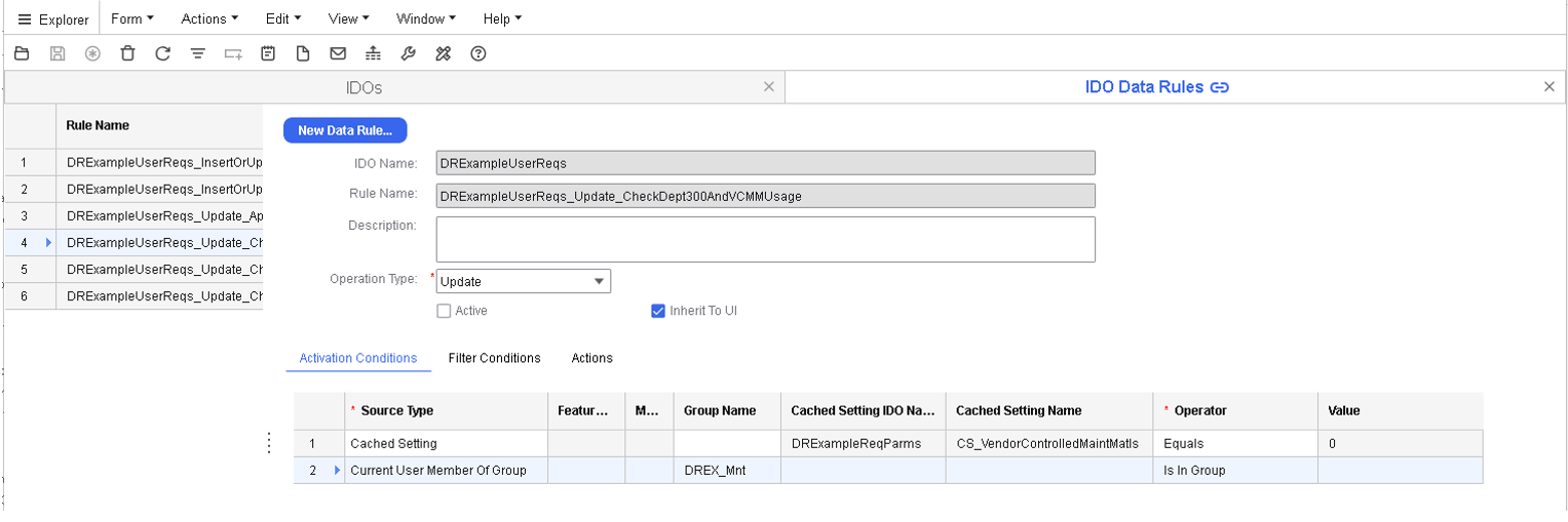 Scenario Example 7 - IDO Data Rules form