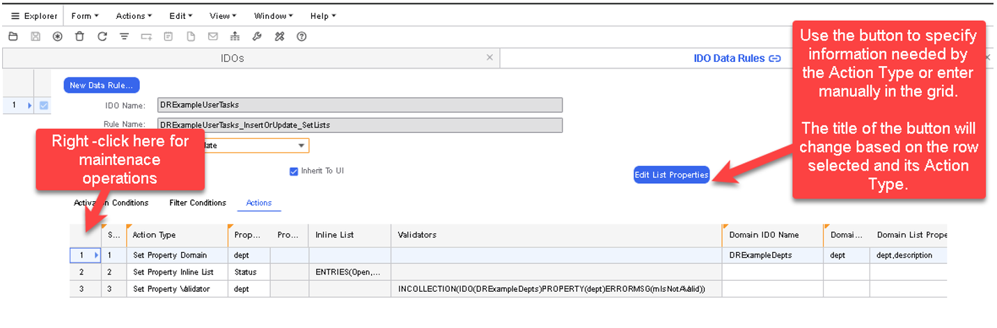 Scenario Example 3 - Actions tab
