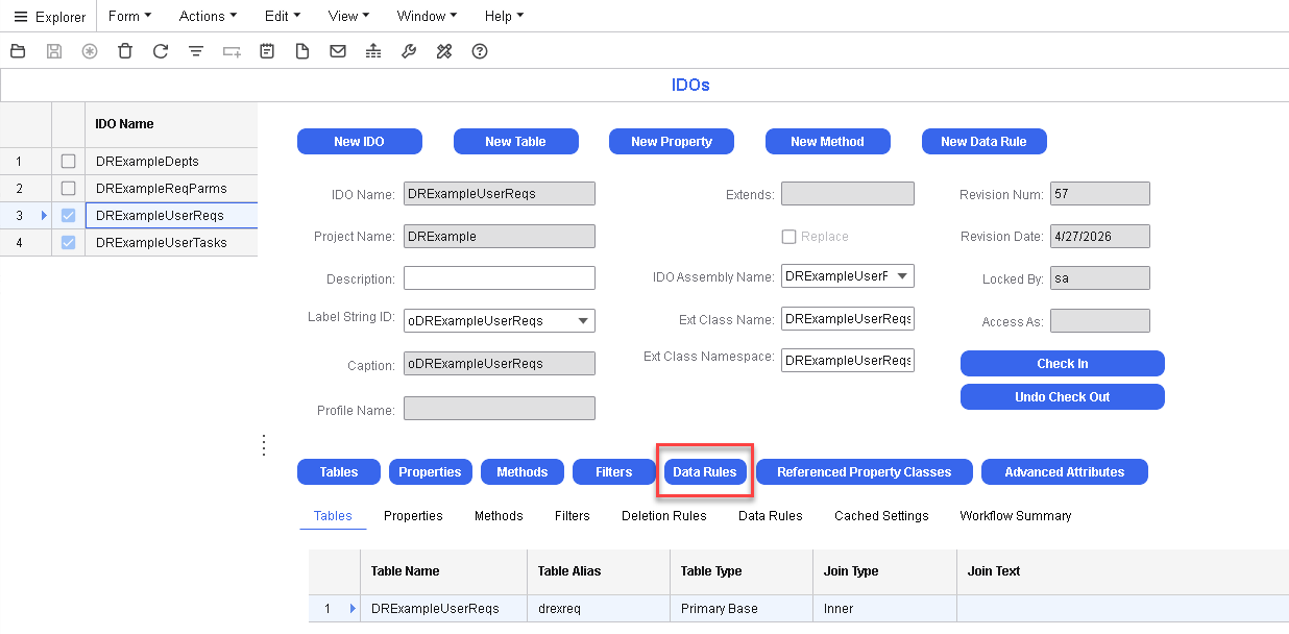 IDO Data Rules Activation Conditions tab - IDOs Data Rules button
