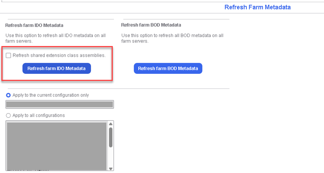 IDO Data Rules Activation Conditions tab - Refresh Farm Metadata