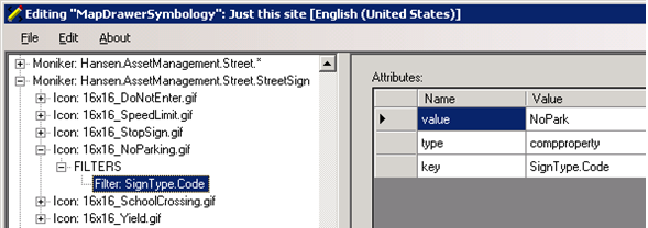 showing icons for street signs