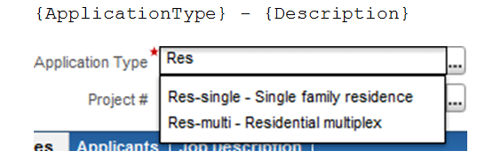 Application Type field with description
