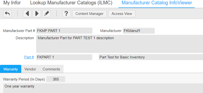 Hyperlink on Part number in Manufacturer Catalog InfoViewer