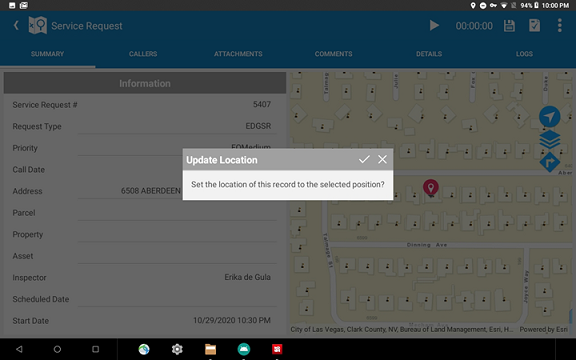 Setting a service request location