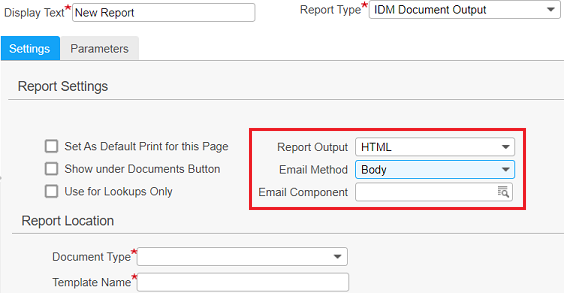Email output for IDM document output reports
