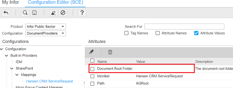 Document Root Folder attribute in DocumentProviders configuration