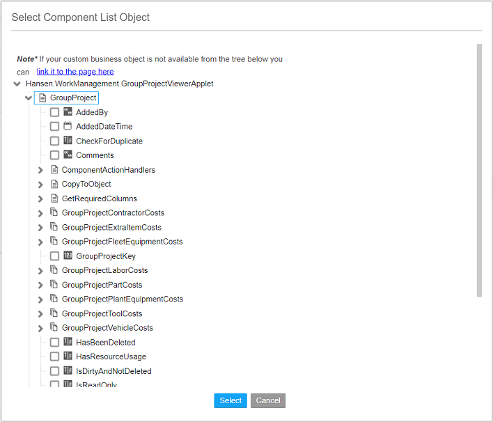 Adding component list parameters