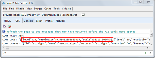 browser console log