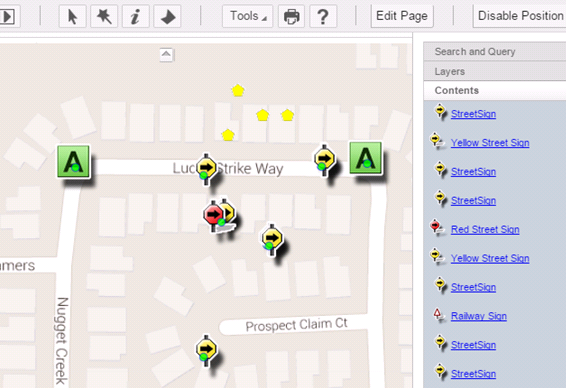 street sign icons in Map Drawer